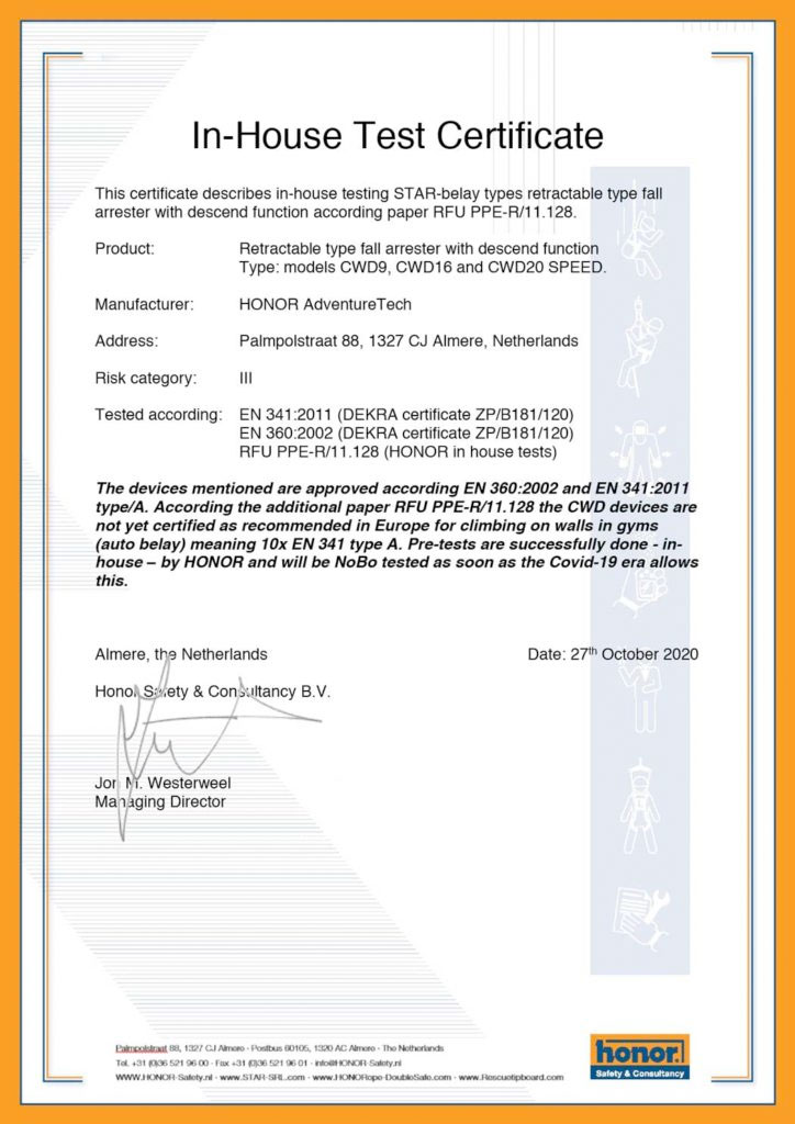 Certificate-ISO-HONOR-Manufacturing-Process-PPE-Regulation-EU-2016-425-Module-C2-01-724x1024-